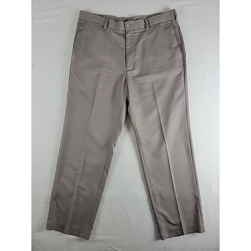 Pro Tour CoolPlay Mens Golf Pants 36x30 Taupe Stone Micro Check Performance